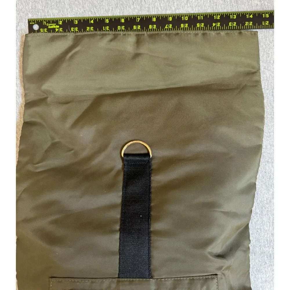 Jean Paul Gaultier Olive Green Black Roll-Top Backpack Orange Interior